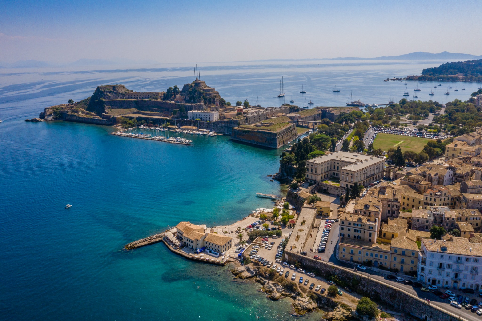 Corfu Old Town aerial view
